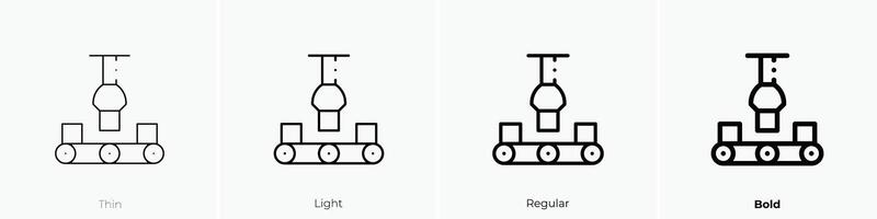 mechanical arm icon. Thin, Light, Regular And Bold style design isolated on white background vector