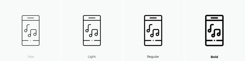 music icon. Thin, Light, Regular And Bold style design isolated on white background vector