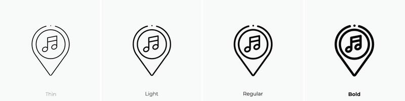 music icon. Thin, Light, Regular And Bold style design isolated on white background vector