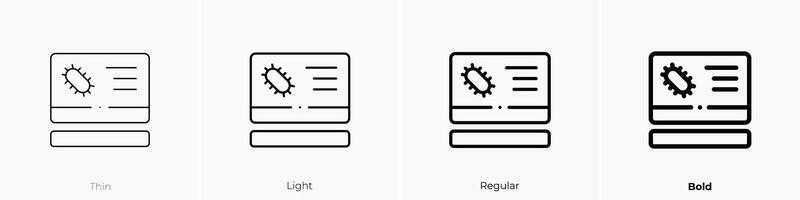monitor icon. Thin, Light, Regular And Bold style design isolated on white background vector