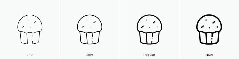 muffin icon. Thin, Light, Regular And Bold style design isolated on white background vector