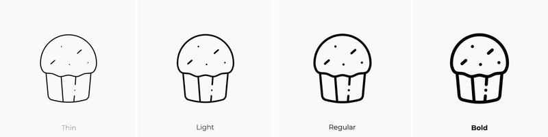 muffin icon. Thin, Light, Regular And Bold style design isolated on white background vector