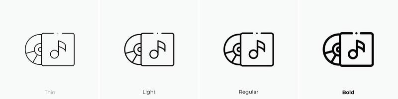 music album icon. Thin, Light, Regular And Bold style design isolated on white background vector