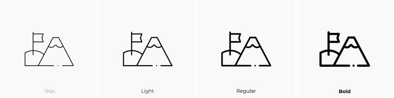 mountain icon. Thin, Light, Regular And Bold style design isolated on white background vector