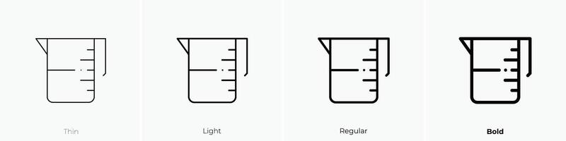 measuring cup icon. Thin, Light, Regular And Bold style design isolated on white background vector