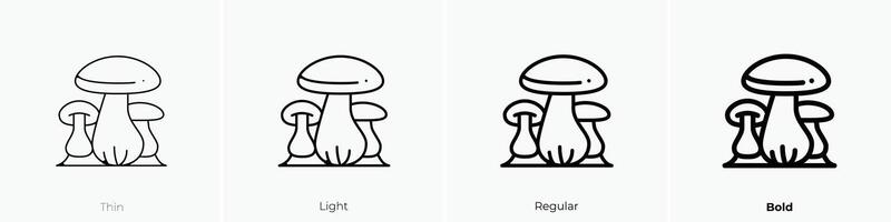 mushrooms icon. Thin, Light, Regular And Bold style design isolated on white background vector