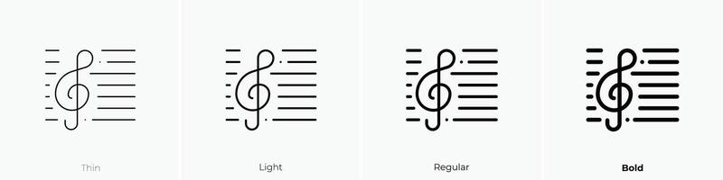 música icono. delgado, luz, regular y negrita estilo diseño aislado en blanco antecedentes vector