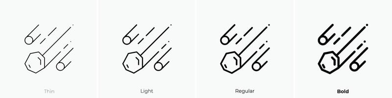 meteorito icono. delgado, luz, regular y negrita estilo diseño aislado en blanco antecedentes vector