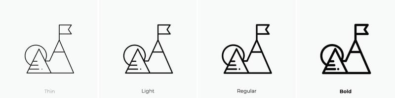 mountain icon. Thin, Light, Regular And Bold style design isolated on white background vector