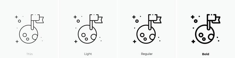 moon landing icon. Thin, Light, Regular And Bold style design isolated on white background vector