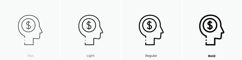 mindset icon. Thin, Light, Regular And Bold style design isolated on white background vector