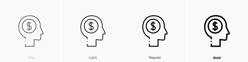 mindset icon. Thin, Light, Regular And Bold style design isolated on white background vector