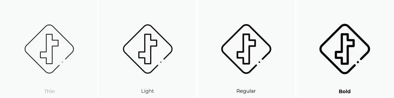 merging icon. Thin, Light, Regular And Bold style design isolated on white background vector