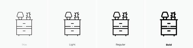 night stand icon. Thin, Light, Regular And Bold style design isolated on white background vector