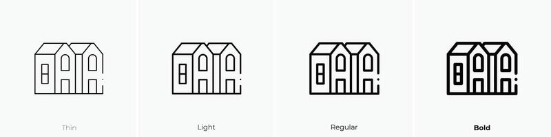 barrio icono. delgado, luz, regular y negrita estilo diseño aislado en blanco antecedentes vector