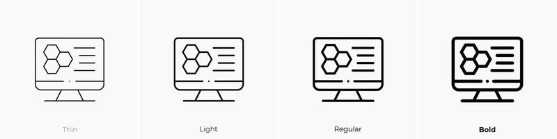 monitor icon. Thin, Light, Regular And Bold style design isolated on white background vector