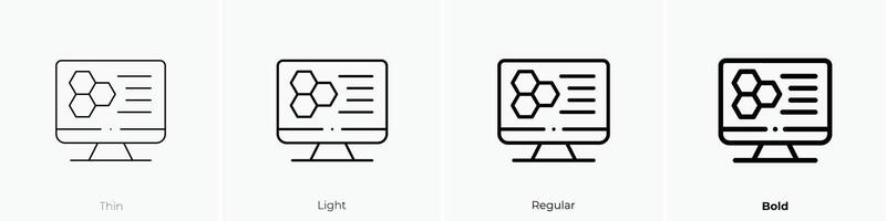 monitor icon. Thin, Light, Regular And Bold style design isolated on white background vector