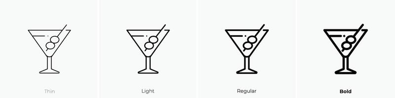 martini icon. Thin, Light, Regular And Bold style design isolated on white background vector