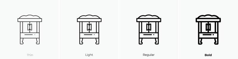 mesita de noche icono. delgado, luz, regular y negrita estilo diseño aislado en blanco antecedentes vector