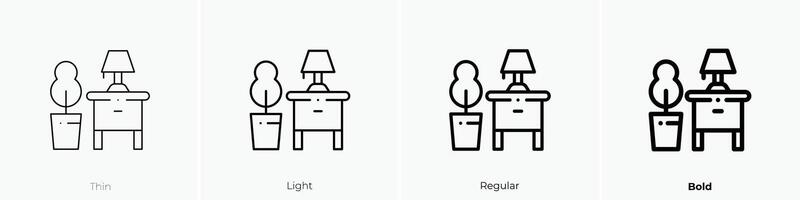 nightstand icon. Thin, Light, Regular And Bold style design isolated on white background vector