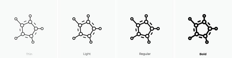 molecular icono. delgado, luz, regular y negrita estilo diseño aislado en blanco antecedentes vector