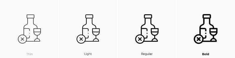 No alcohol icono. delgado, luz, regular y negrita estilo diseño aislado en blanco antecedentes vector