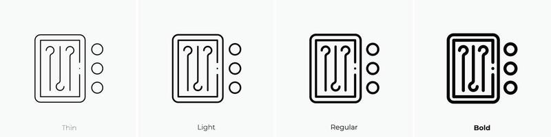 agujas icono. delgado, luz, regular y negrita estilo diseño aislado en blanco antecedentes vector