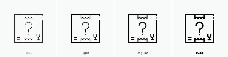 misterio icono. delgado, luz, regular y negrita estilo diseño aislado en blanco antecedentes vector