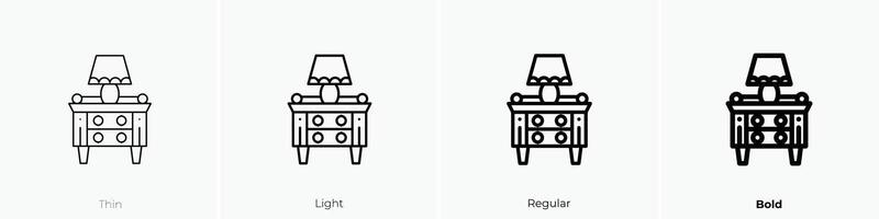 nightstand icon. Thin, Light, Regular And Bold style design isolated on white background vector