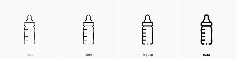 Leche botella icono. delgado, luz, regular y negrita estilo diseño aislado en blanco antecedentes vector