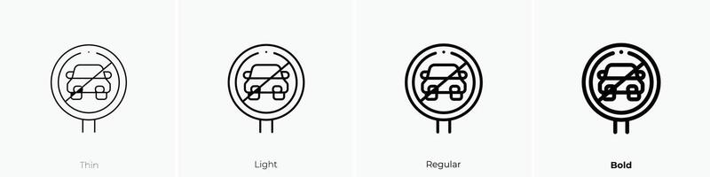 no parking icon. Thin, Light, Regular And Bold style design isolated on white background vector