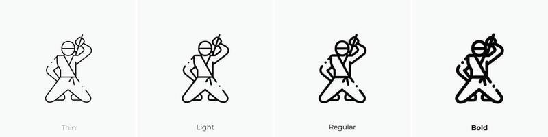 ninja icon. Thin, Light, Regular And Bold style design isolated on white background vector