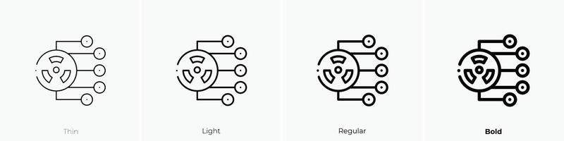 nuclear icono. delgado, luz, regular y negrita estilo diseño aislado en blanco antecedentes vector