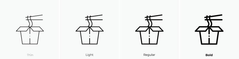 fideos icono. delgado, luz, regular y negrita estilo diseño aislado en blanco antecedentes vector