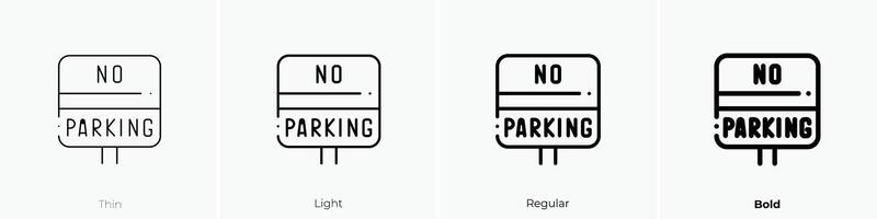 no parking icon. Thin, Light, Regular And Bold style design isolated on white background vector