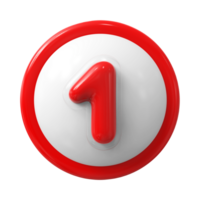 Red Number 1 3D Render - 1 png