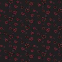 Sketchy hearts pattern in blackboard style vector