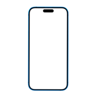 blue smartphone mockup blank screen isolated on transparent background. Png smartphone mockup frame.
