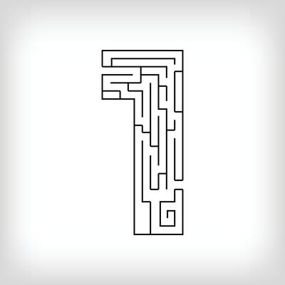 Unique linear number 1 maze puzzle. The most confusing gaming activity.