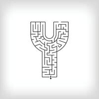 Unique linear letter Y maze puzzle. Confusing game and educational activity set. vector