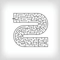 Unique linear letter Z maze puzzle. Confusing game and educational activity set. vector