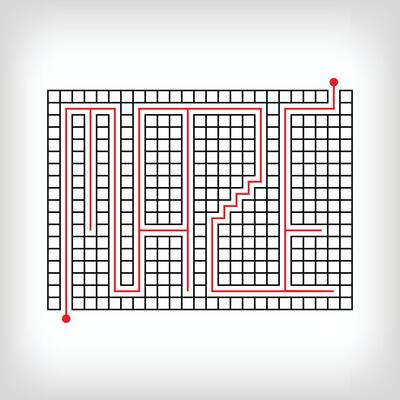 Confused maze design lettering puzzle. Confusing game and educational activity set.
