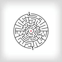 Mixed round and two-entrance maze puzzle. Confusing game and educational activity set. vector