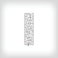 Unique linear letter I maze puzzle. Confusing game and educational activity set. vector