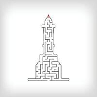 Unique Turkiye, izmir clock tower line maze puzzle. Confusing city recognition and educational activity set. vector