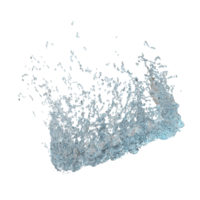 3d water splash transparent, clear blue water scattered around isolated. 3d render illustration png