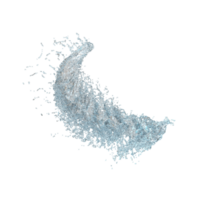 Éclaboussure d'eau 3d transparente, eau bleue claire dispersée autour d'isolement. illustration de rendu 3d png