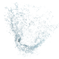 3d vatten stänk transparent, klar blå vatten spridd runt om isolerat. 3d framställa illustration png