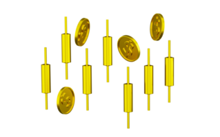 transparency 3D rendering gold candlesticks with coins concept forex trading png