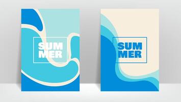 abstract blue shapes poster background for summer. vector illustration